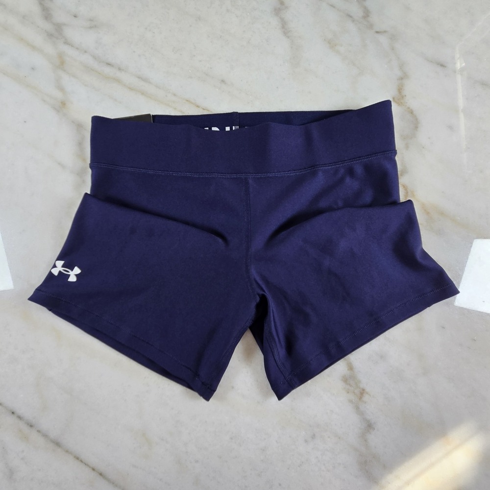 Under Armour HeatGear Compression Shorts‎ Athletic Womens Large Navy Blue NWT - Picture 2 of 9